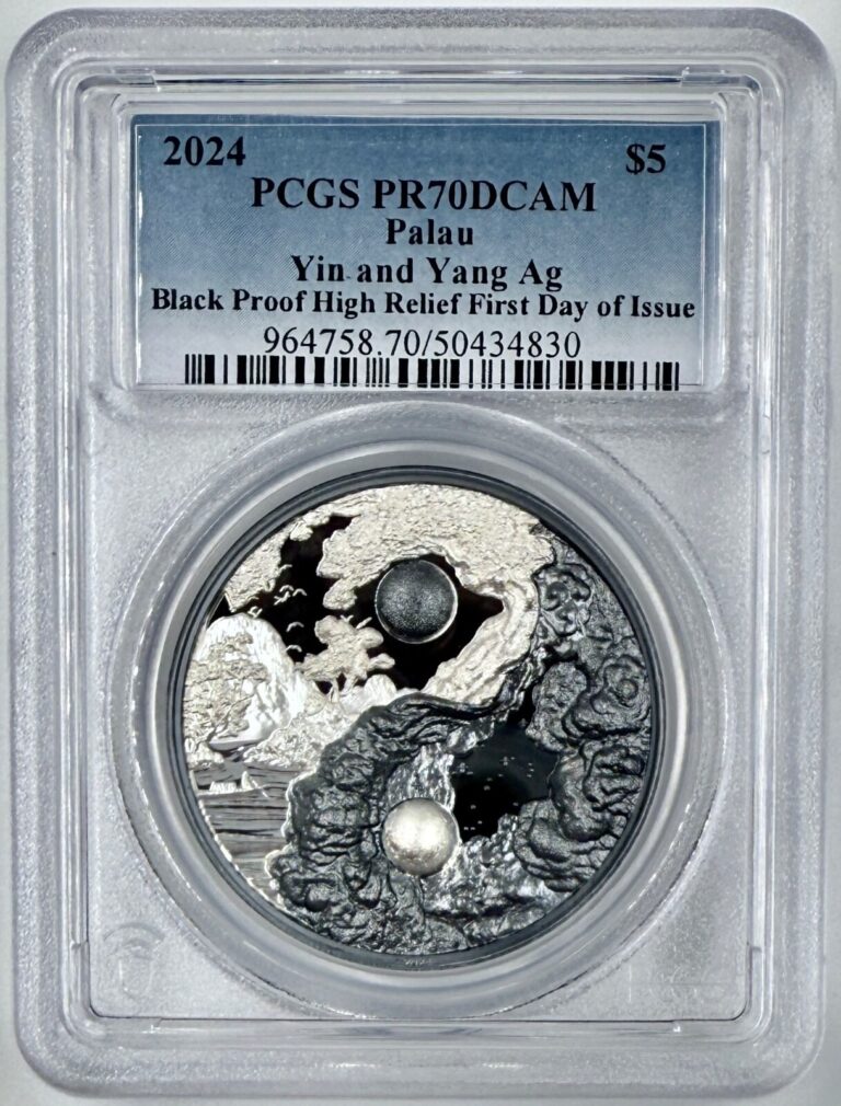 Read more about the article 2024 Palau Silver 1oz $5 Yin and Yang PCGS Black Proof PR70DCAM First Day of Issue