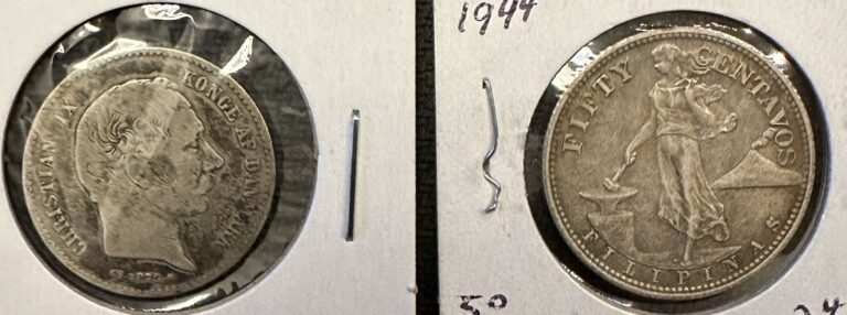 Read more about the article Foreign Silver Coins Denmark 1875 Krone And Philipines 1944 50 Centavos
