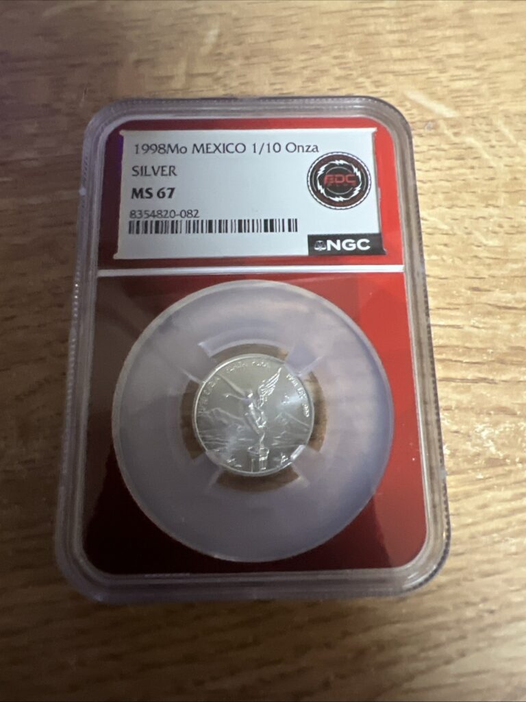 Read more about the article 1998Mo KEY DATE Mexico Silver 1/10 Onza NGC MS67!