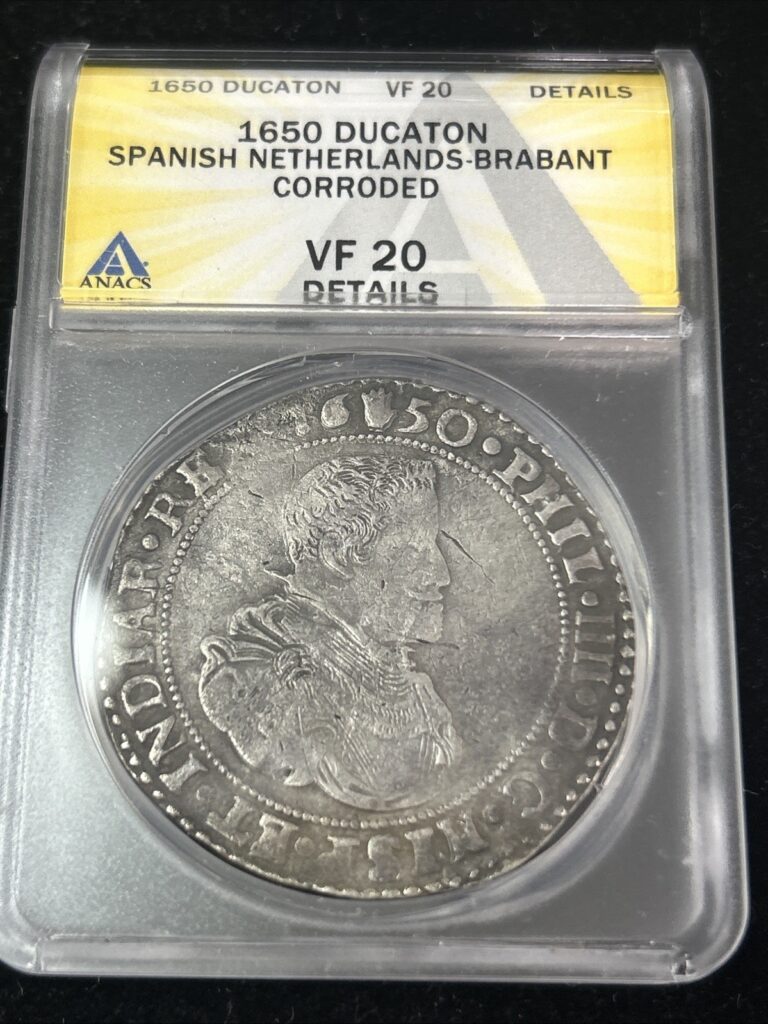 Read more about the article SASA 1650 Spanish Netherlands Ducaton Anacs Vf20 Details