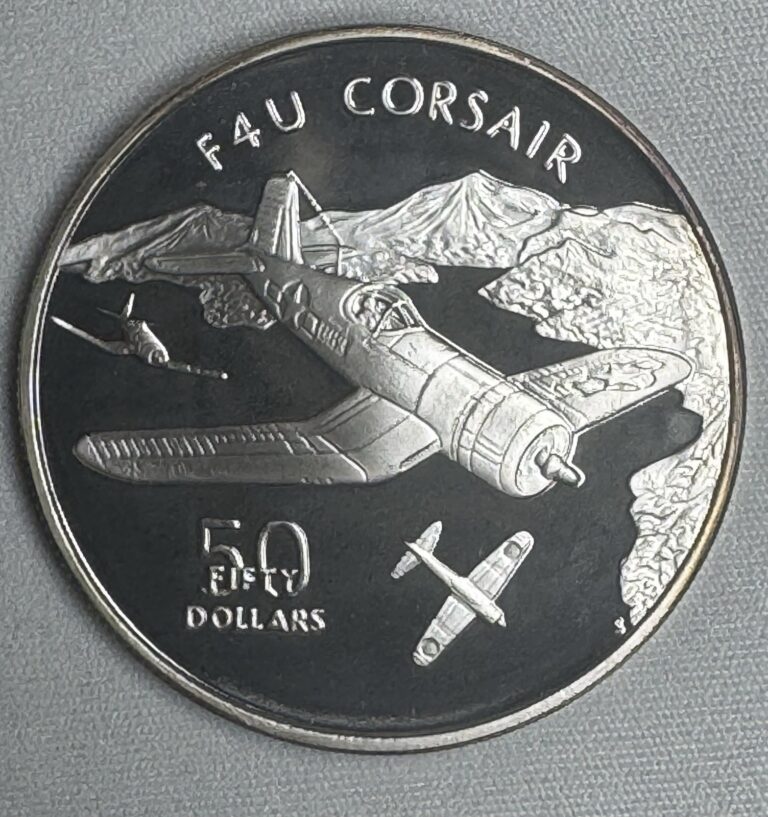 Read more about the article 1991 MARSHALL ISLANDS F4U Corsair Aircraft 1oz SILVER PROOF $50 Coin