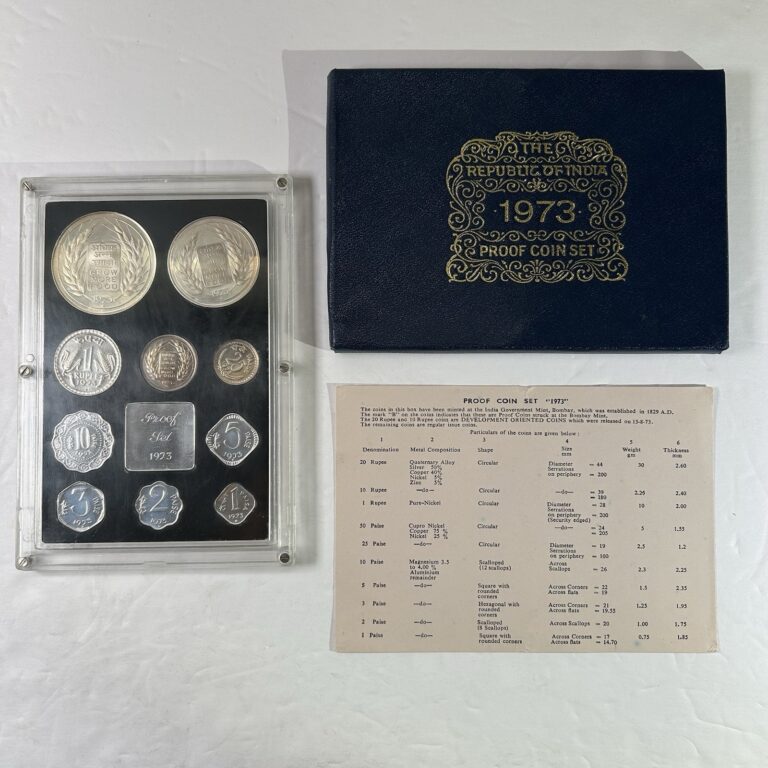 Read more about the article 1973 REPUBLIC OF INDIA PROOF COIN SET MINT 10 COIN SET W/ BOX and COA