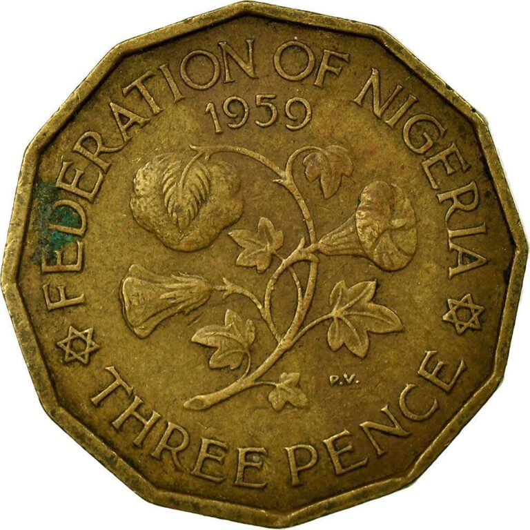 Read more about the article Nigeria | 3 Pence Coin | Cotton plant | Km:3 | 1959