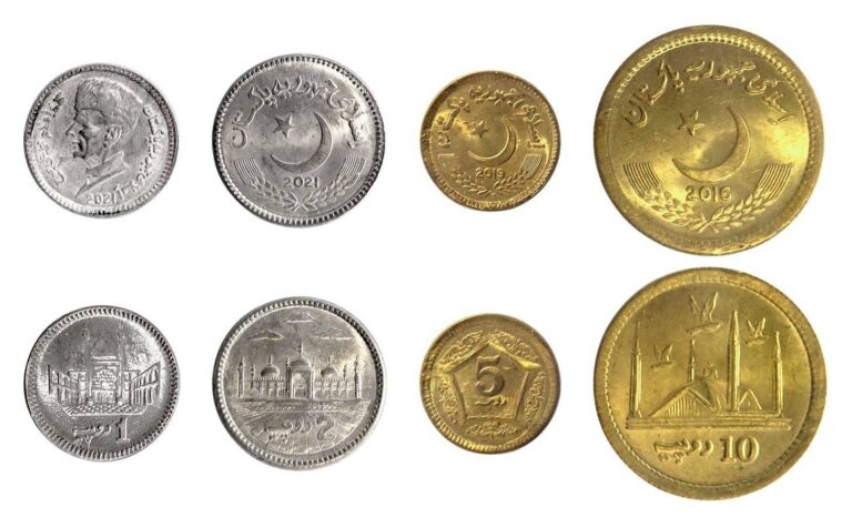 Read more about the article Pakistan 1-10 Rupees 4 Pieces Set  2017-2021  KM #67-77  Mint