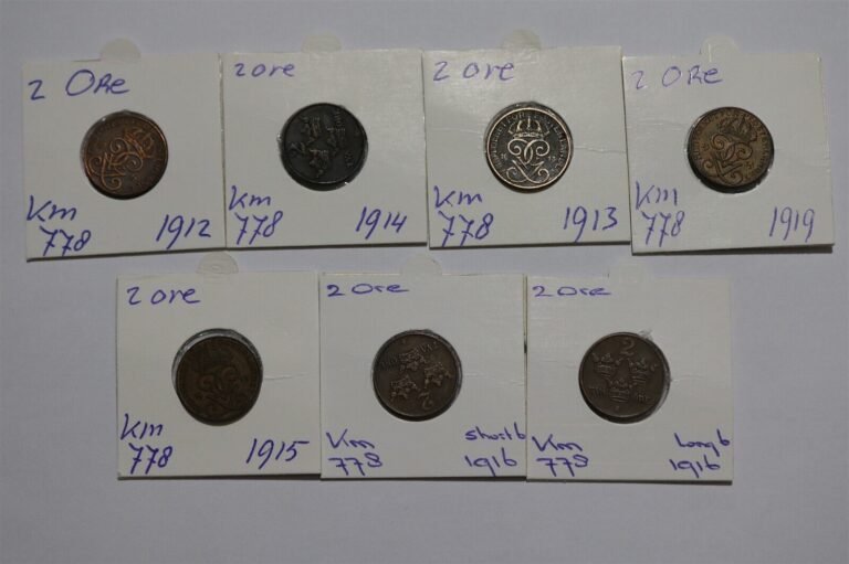 Read more about the article 🇸🇪 SWEDEN 2 ORE FROM 1910’S – 7 COINS B49 #1873