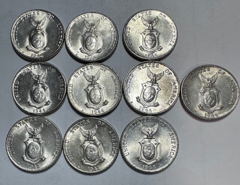 Read more about the article 1944 45  10c US-Philippines  Silver Coins 10 pcs – lot#2