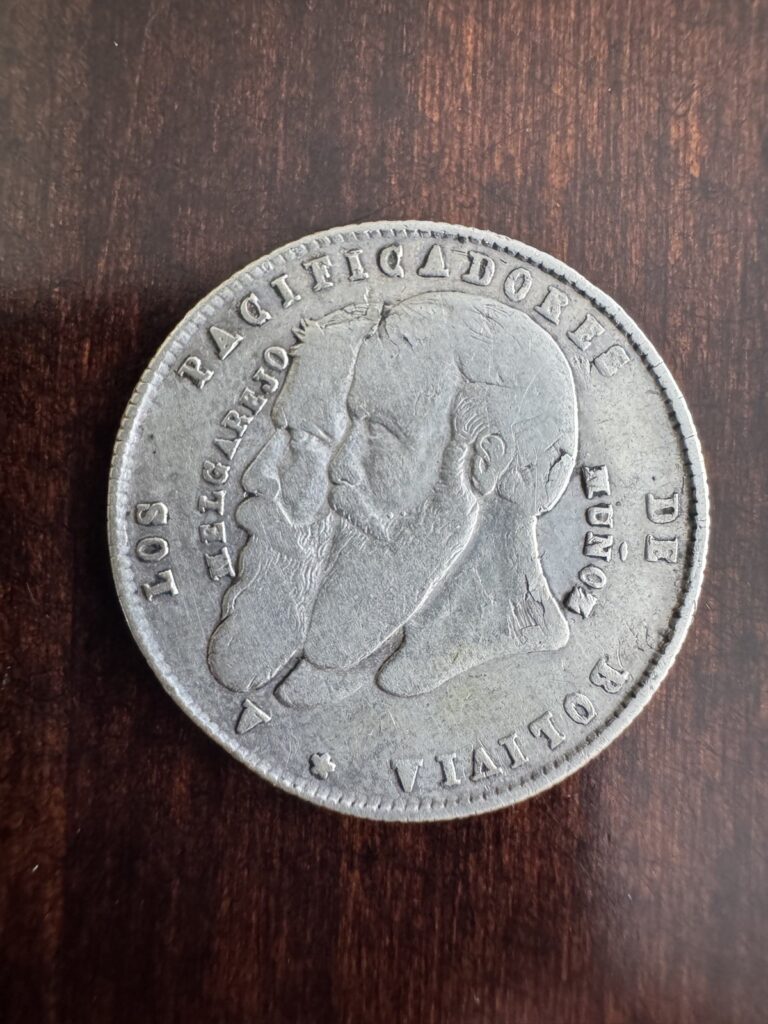 Read more about the article 1865 Bolivia 1/4 Melgarejo- SILVER- Nice Coin