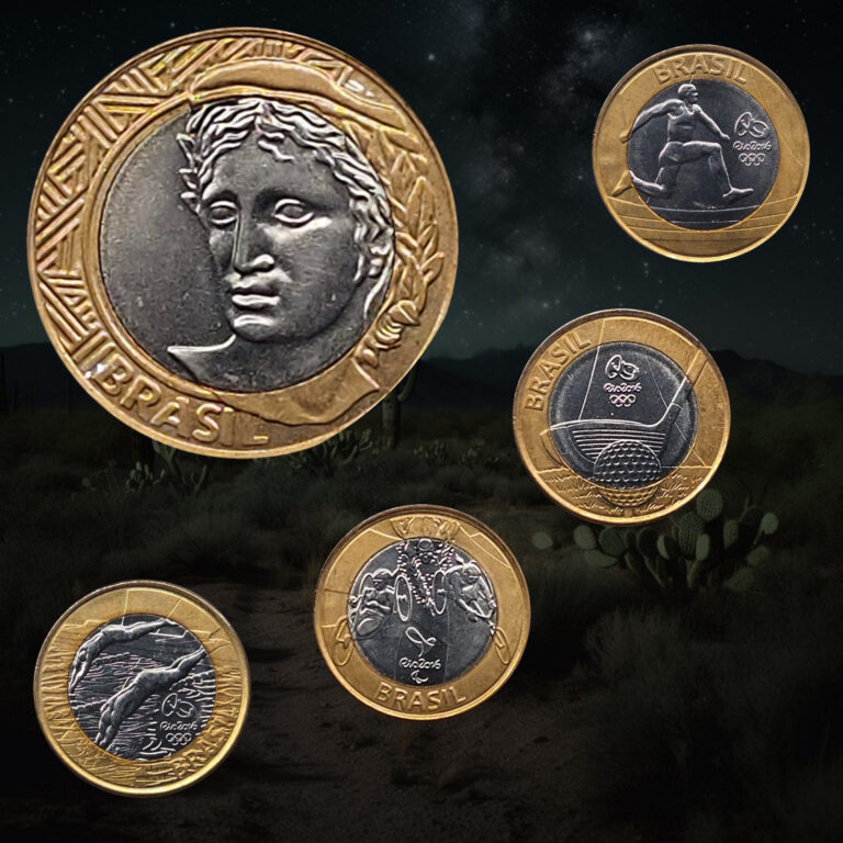 Read more about the article Lot of  5 – 2011-2014 Brazil 1 Real Coins  Olympic Games Rio 2016  Republic