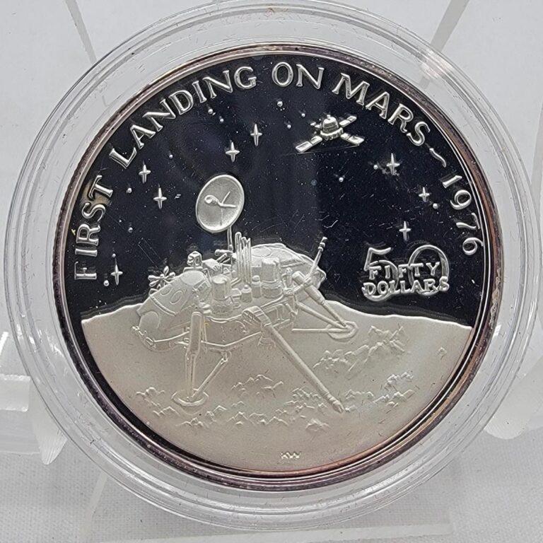 Read more about the article 1989 $50 Marshall Islands  1st LANDING ON MARS 1976  .999 Silver  EE21.14