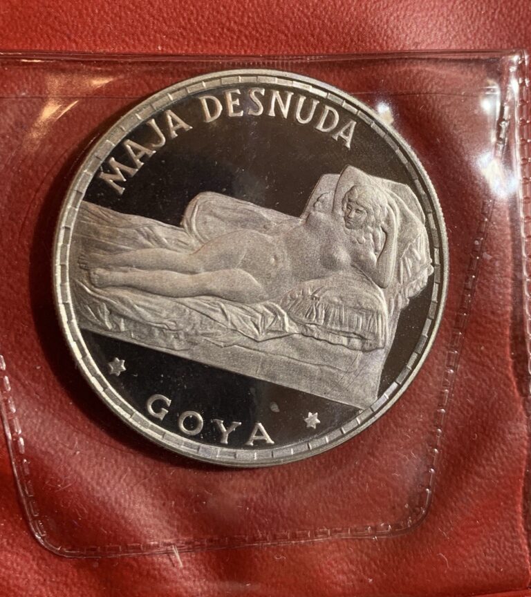 Read more about the article 1970 EQUATORIAL GUINEA – 100 PESETAS – NUDE MAJA BY GOYA – PROOF SILVER – COA
