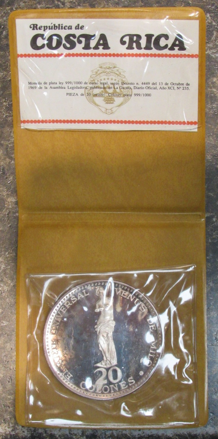 Read more about the article 1970 Costa Rica Silver 20 Colones Proof – 43.2g .999 Silver – Low Mintage