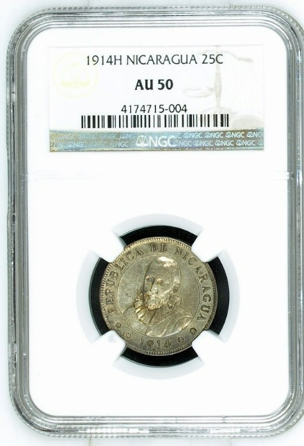 Read more about the article 1914 NICARAGUA 25 CENTAVOS DE CORDOBA ~ SILVER ~ SUPER NGC ABOUT UNCIRCULATED 50
