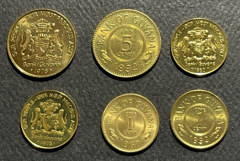Read more about the article Guyana Mixed years and Denominations Coins : Lot of 6
