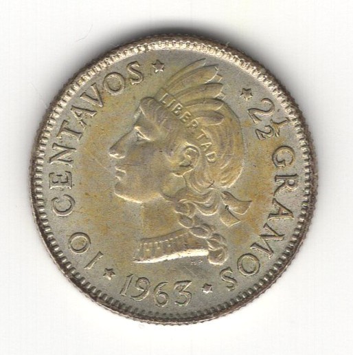 Read more about the article HIGH GRADE 1963 DOMINICAN REPUBLIC SILVER 10 CENTAVOS