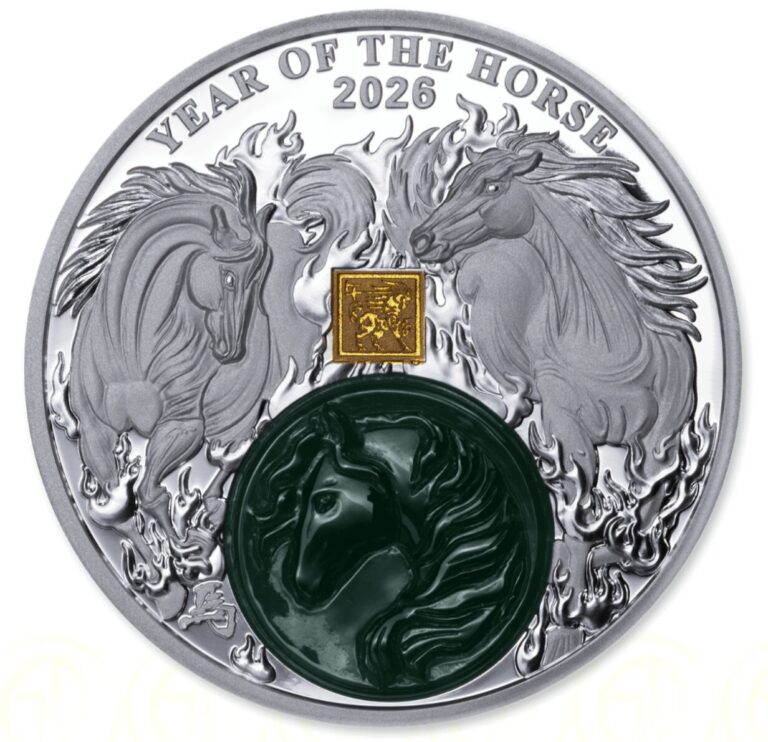 Read more about the article 2026 Burundi Lunar Year of the Horse 2 oz Silver Proof Coin w/Jade Insert