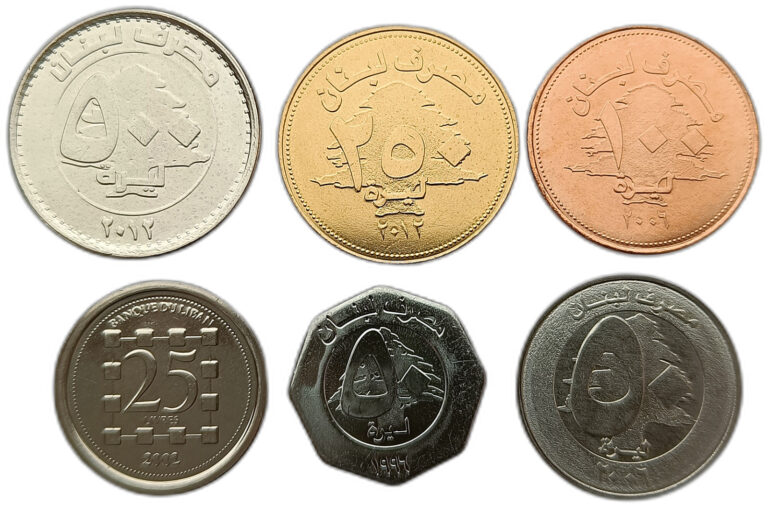 Read more about the article LEBANON SET OF 6 COINS 25 – 500 LIVRES 1996 – 2012 UNC