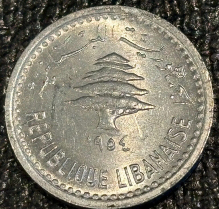 Read more about the article HIGH GRADE AU 1954  LEBANON 5 PIASTRES ALUMINUM COIN-MEDIUM LUSTER-JAN474