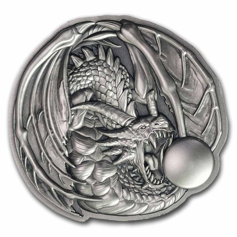 Read more about the article 2024 Fiji 2 oz Dragon Shaped Silver High Relief Antiqued Coin