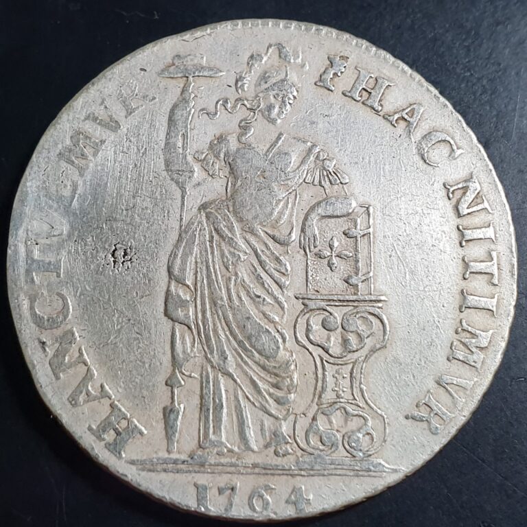 Read more about the article Netherlands Gelderland 3 Gulden 1764 Standing Pallas VG