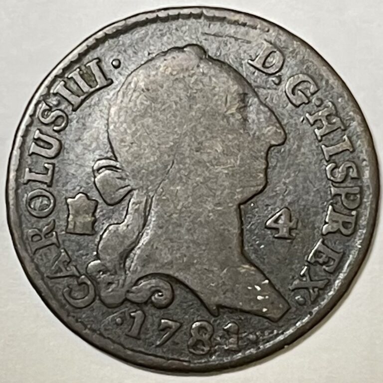 Read more about the article 1781 Spain 4 Maravedis Copper Coin  Charles III  KM#407.2 FREE U.S. SHIPPING