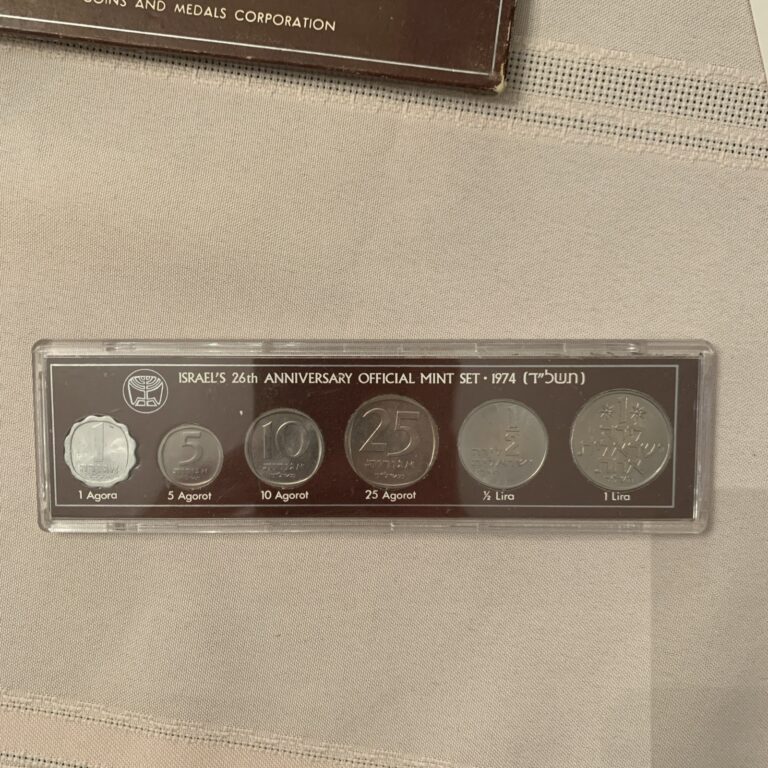 Read more about the article Israel 1974 6-Coin BU Mint Set – 26th Anniversary – Official w/ Box and COA