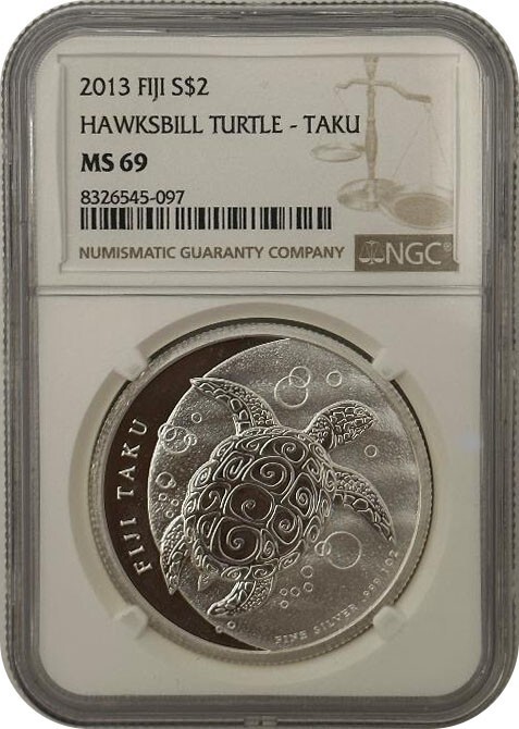 Read more about the article 2013 FIJI Hawksbill Turtle Taku Silver 1 oz .999 $2 Coin NGC MS69