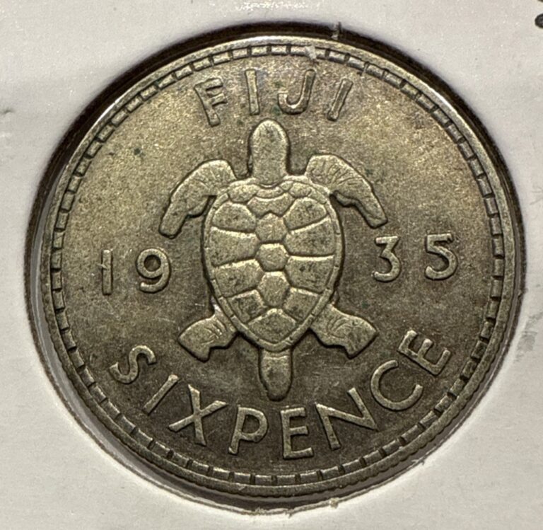 Read more about the article 1935 Sixpence Fiji 6 Pence Silver Coin Sea Turtle