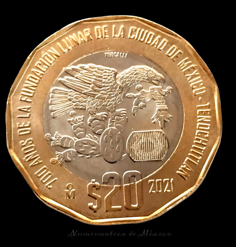 Read more about the article $20 pesos Conmemorativa  700 años de la fundación de Tenochtitlan Mexico 2021