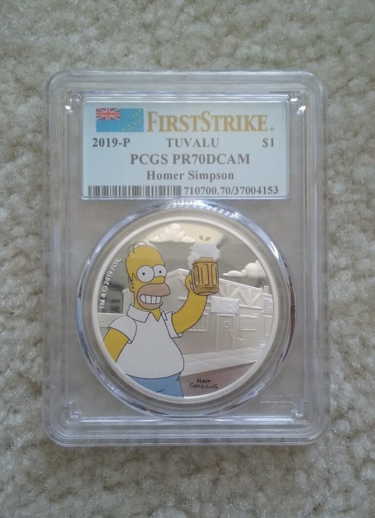 Read more about the article 2019-P Tuvalu $1 Homer Simpson 1 oz Silver Proof Coin PCGS PR70DCAM First Strike
