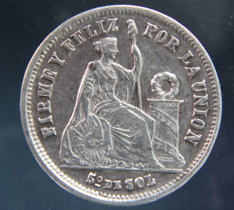 Read more about the article Peru  1/5 Sol  1874  silver coin  0.900 #4