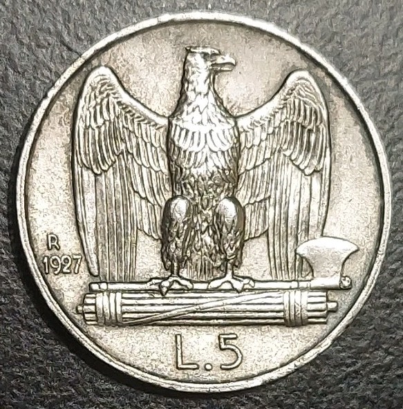 Read more about the article 1927 Italy 5 Lire Old Silver Coin KM 67.1