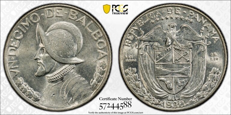 Read more about the article 1930 Panama 1/10 Balboa  PCGS MS-64