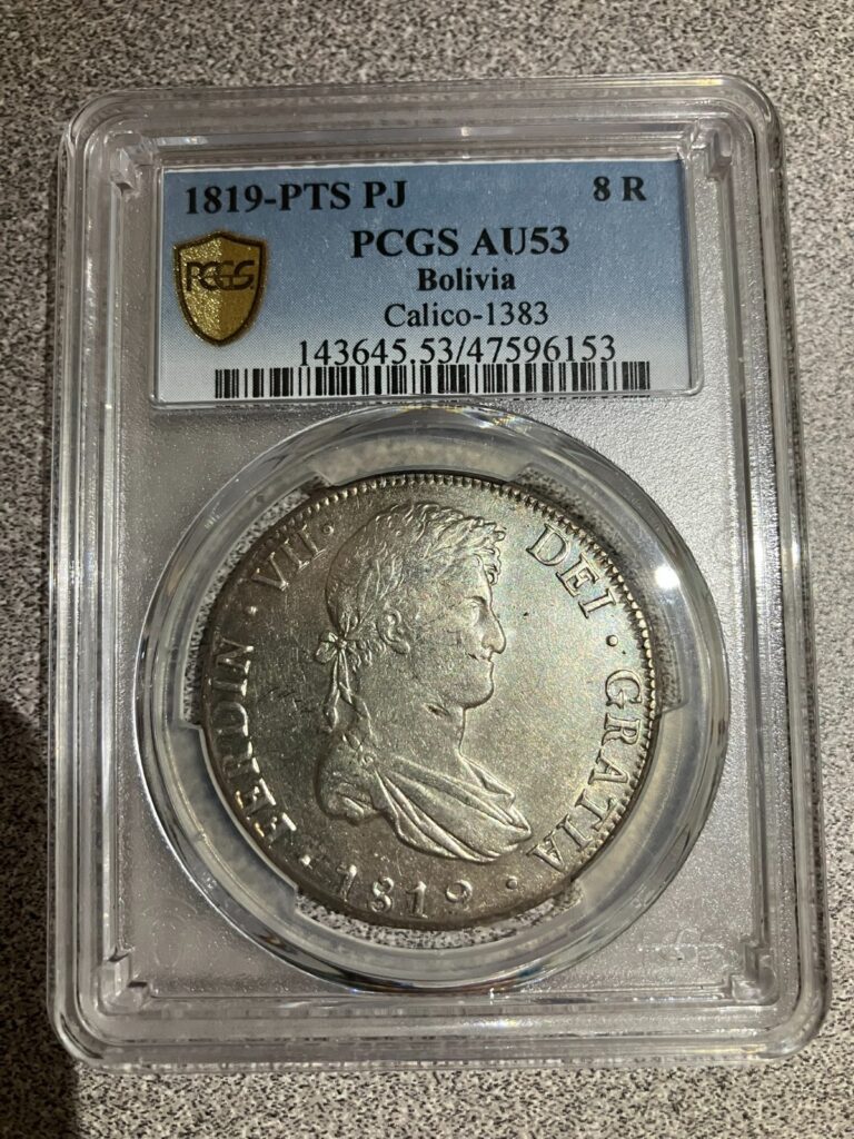 Read more about the article 1819 Bolivia PTS PJ Calico-1383 PCGS AU-53