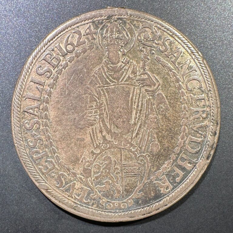 Read more about the article 1624 Salzburg Austria Thaler Nice Color Cabinet Toned Scarce Type Ex Mount