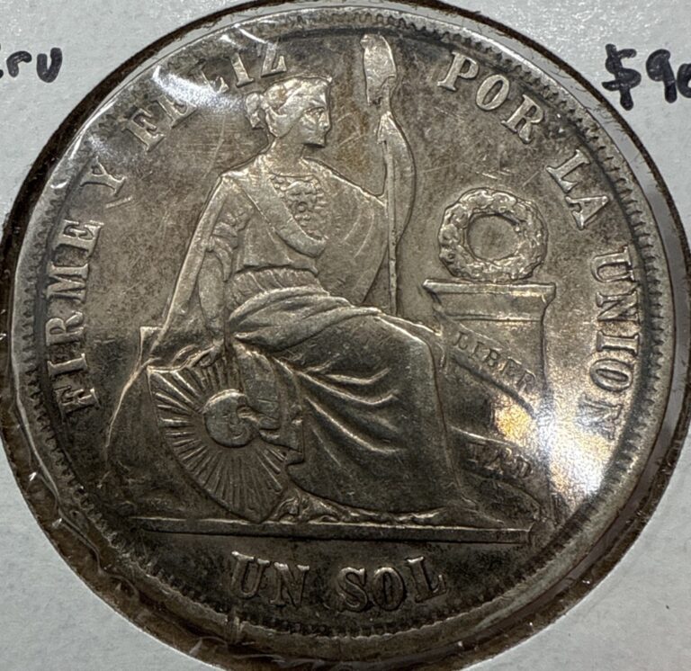 Read more about the article 1867 Un Sol Peru Silver 1 Sol Coin – Crown Size
