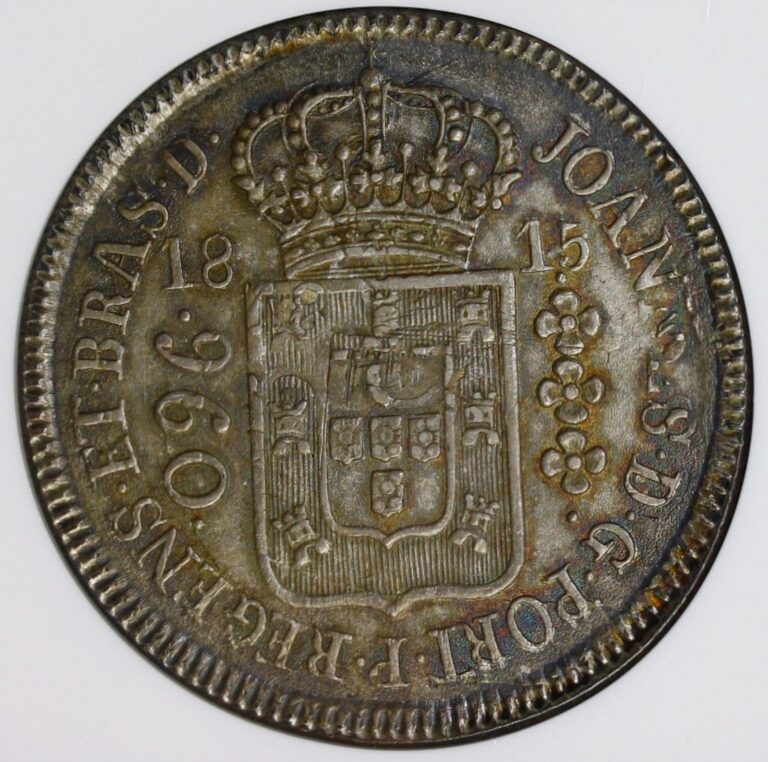 Read more about the article 1815-R Brazil 960 Reis  SILVER COIN  NGC MS62