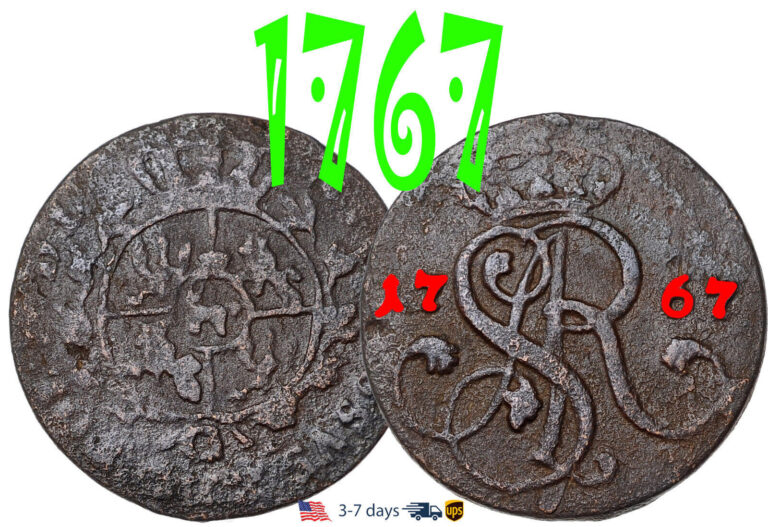 Read more about the article Poland 1 Grosz Grossus 1767 Stanislaw August Poniatowski Copper Coin #19950