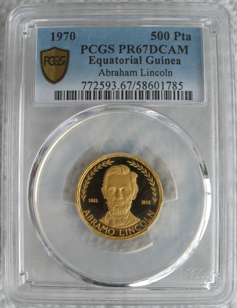 Read more about the article Equatorial Guinea 1970 Gold 500 Pesetas PCGS PF-67 DCAM Abraham Lincoln