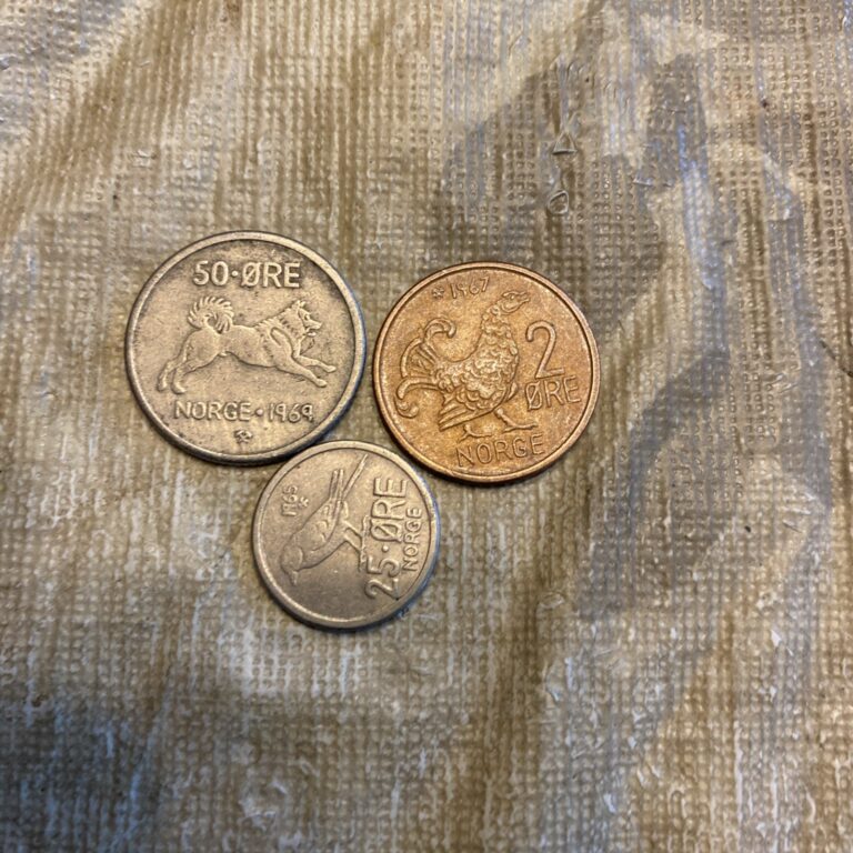 Read more about the article 1969  NORWAY 50 Ore  1967 2 Ore  1965 5 Ore- 3 Coins – Norway
