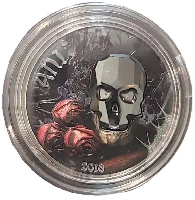 Read more about the article VANITY Crystal Skull 1 Oz Silver Coin Black Proof Equatorial Guinea 2018