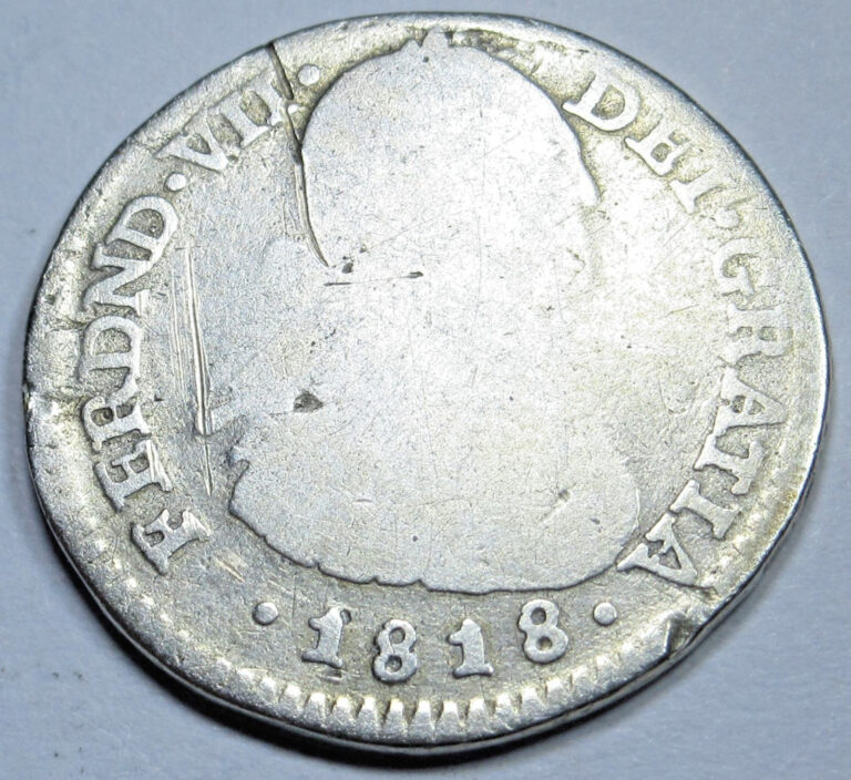 Read more about the article 1818 NR-FJ Colombia Silver 1 Reales Antique Rare Spanish Colonial 1800’s Coin