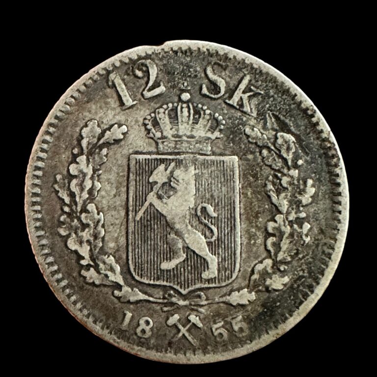 Read more about the article Norway 12 Skilling 1855 Silver Coin – Bargain Rim Nick