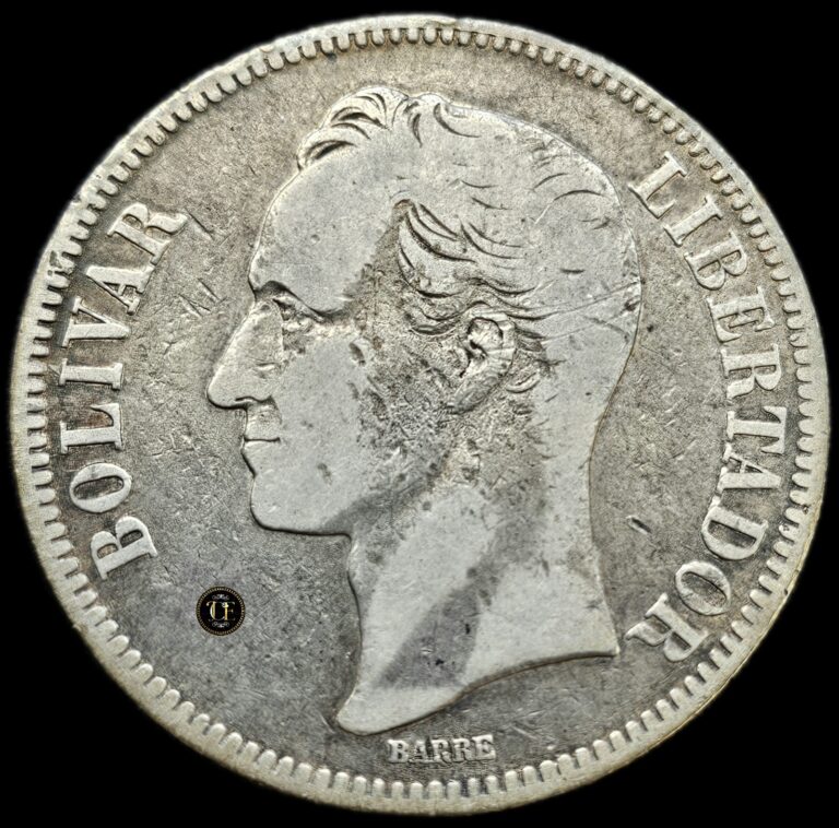 Read more about the article 1886 5 BOLIVARES VENEZUELA SILVER COIN Estados Unidos VENEZUELA ¡BEAUTIFUL COIN!