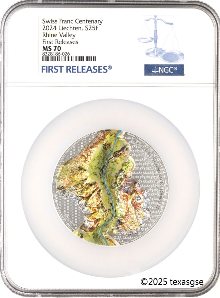 Read more about the article 2024 Liechtenstein Silver 5oz 100 Years of the Swiss Franc NGC MS70 First Releas