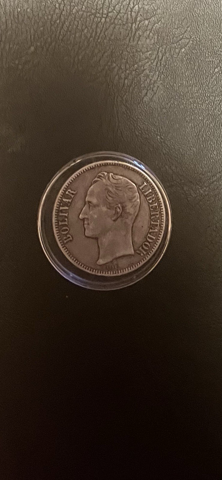Read more about the article 1921 Venezuela 5 Bolivares Coin  90% Silver  37.2mm  Y#24.2