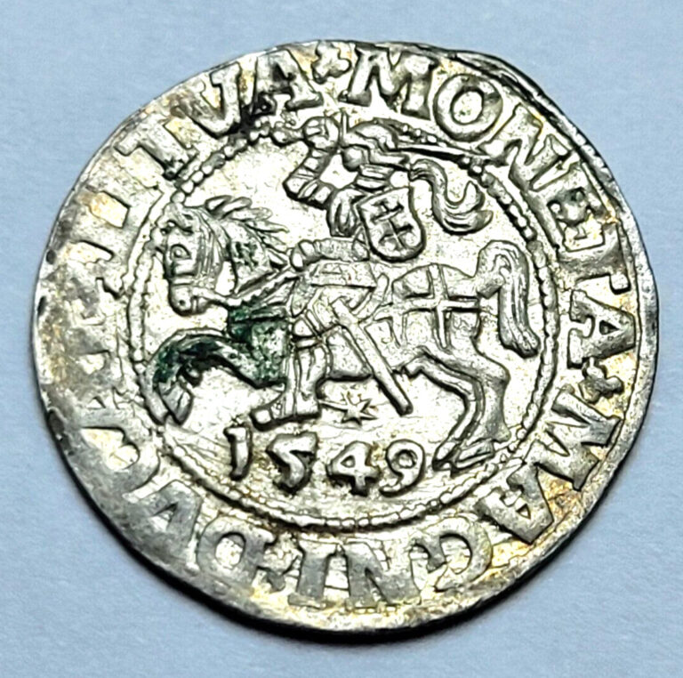 Read more about the article LITHUANIA / POLAND 1549 SILVER HALF GROSCHEN RIDER and EAGLE