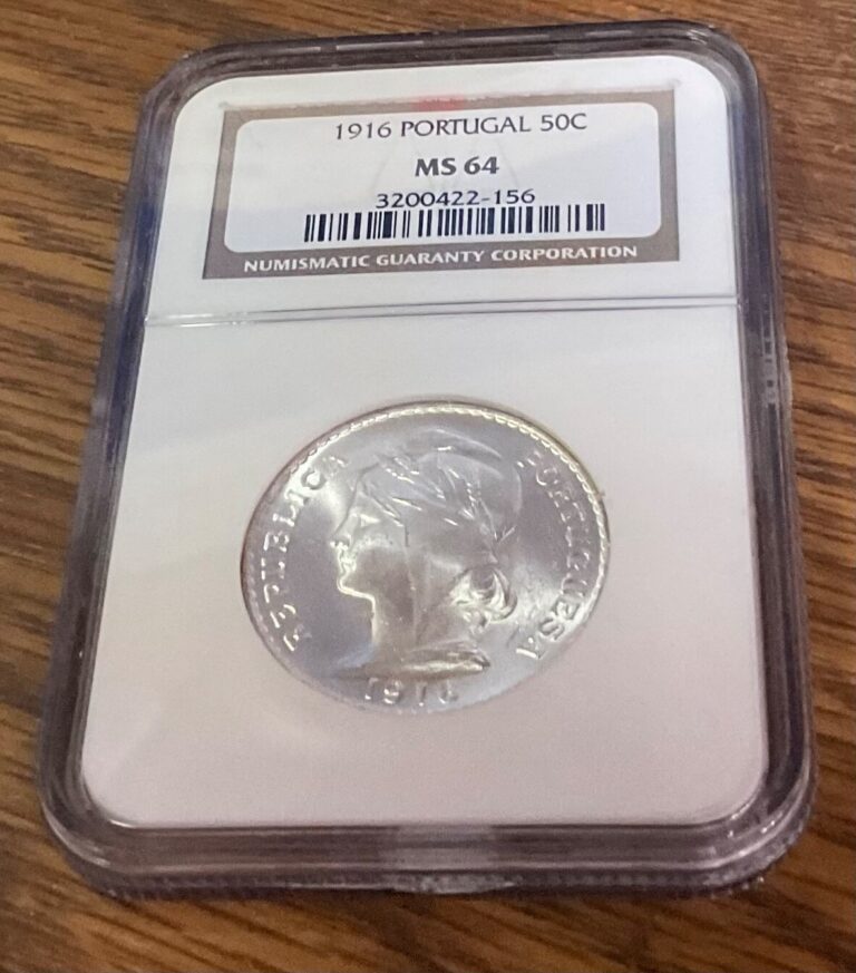 Read more about the article PORTUGAL 1916 50 CENTAVOS NGC MS-64 NICE SHARP WHITE COIN