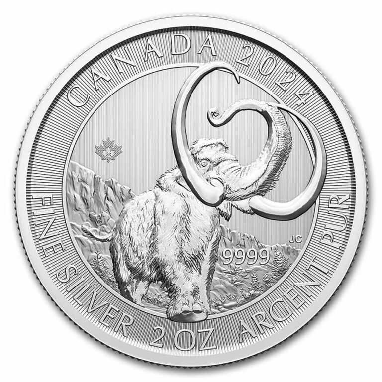 Read more about the article 2024 RCM 2 oz Silver Ice Age of Canada Woolly Mammoth BU
