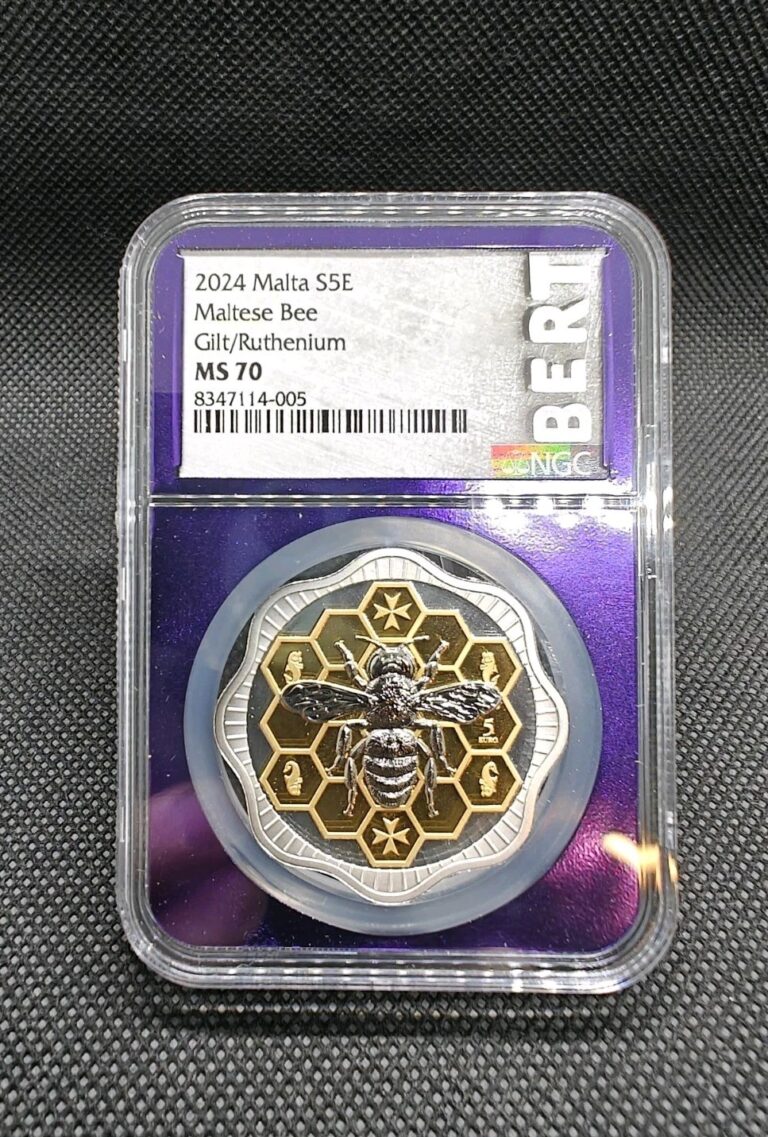 Read more about the article 2024 NGC MS70 Malta S5E Maltese Bee Gilt/Ruthenium Limited 1k 1oz AG Fine Silver