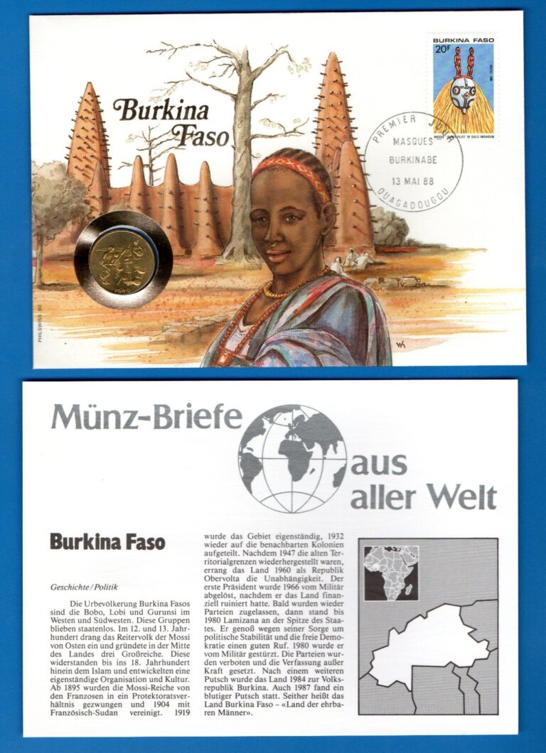 Read more about the article STAMPS and COINS COVERS-10 francs  (1989) Burkina Faso  1988  Philswiss-**/#